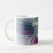 カラフル抽象芸術フラワーモダンフローラフラクタル コーヒーマグカップ (左)