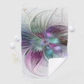 カラフル抽象芸術フラワーモダンフローラフラクタル ゴルフタオル (インサイチュ)