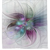 カラフル抽象芸術フラワーモダンフローラフラクタル シャワーカーテン (正面)