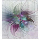 カラフル抽象芸術フラワーモダンフローラフラクタル シャワーカーテン (正面)