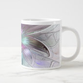 カラフル抽象芸術フラワーモダンフローラフラクタル ジャンボコーヒーマグカップ (右)