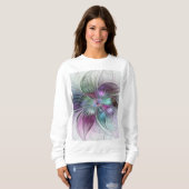カラフル抽象芸術フラワーモダンフローラフラクタル スウェットシャツ (正面フル)