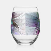 カラフル抽象芸術フラワーモダンフローラフラクタル ステムなしワイングラス (右)
