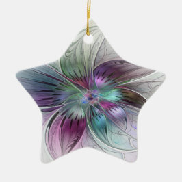 カラフル抽象芸術フラワーモダンフローラフラクタル セラミックオーナメント