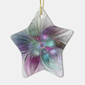 カラフル抽象芸術フラワーモダンフローラフラクタル セラミックオーナメント (左)