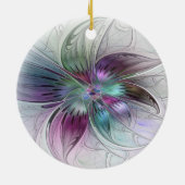 カラフル抽象芸術フラワーモダンフローラフラクタル セラミックオーナメント (裏面)