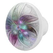 カラフル抽象芸術フラワーモダンフローラフラクタル セラミックノブ (右)