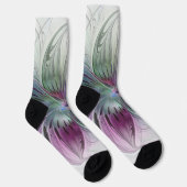 カラフル抽象芸術フラワーモダンフローラフラクタル ソックス (右)