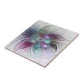 カラフル抽象芸術フラワーモダンフローラフラクタル タイル (側面)