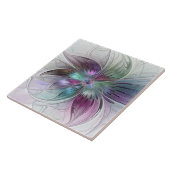 カラフル抽象芸術フラワーモダンフローラフラクタル タイル (側面)