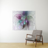 カラフル抽象芸術フラワーモダンフローラフラクタル タペストリー (インサイチュ(横))