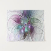 カラフル抽象芸術フラワーモダンフローラフラクタル タペストリー (正面(横))