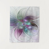 カラフル抽象芸術フラワーモダンフローラフラクタル タペストリー (正面)