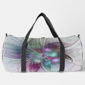 カラフル抽象芸術フラワーモダンフローラフラクタル ダッフルバッグ (正面)