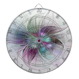 カラフル抽象芸術フラワーモダンフローラフラクタル ダーツボード