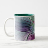 カラフル抽象芸術フラワーモダンフローラフラクタル ツートーンマグカップ (左)