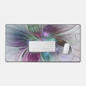 カラフル抽象芸術フラワーモダンフローラフラクタル デスクマット (キーボード&マウス)