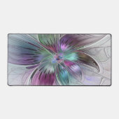 カラフル抽象芸術フラワーモダンフローラフラクタル デスクマット (正面)