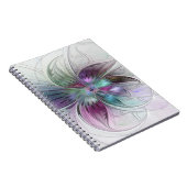 カラフル抽象芸術フラワーモダンフローラフラクタル ノートブック (右側)