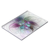 カラフル抽象芸術フラワーモダンフローラフラクタル ノートブック (左側)