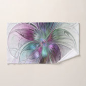 カラフル抽象芸術フラワーモダンフローラフラクタル バスタオルセット (ハンドタオル)