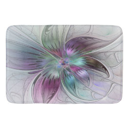 カラフル抽象芸術フラワーモダンフローラフラクタル バスマット