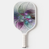 カラフル抽象芸術フラワーモダンフローラフラクタル ピックルボールラケット (裏面)