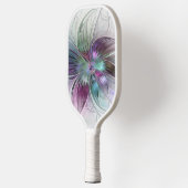カラフル抽象芸術フラワーモダンフローラフラクタル ピックルボールラケット (左)