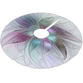 カラフル抽象芸術フラワーモダンフローラフラクタル ブラッシュドポリエステルツリースカート (アングル)