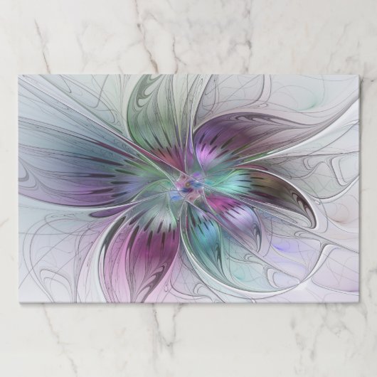 カラフル抽象芸術フラワーモダンフローラフラクタル ペーパーパッド (正面)