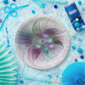 カラフル抽象芸術フラワーモダンフローラフラクタル ペーパープレート (パーティー)