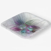 カラフル抽象芸術フラワーモダンフローラフラクタル ペーパープレート (傾斜あり)