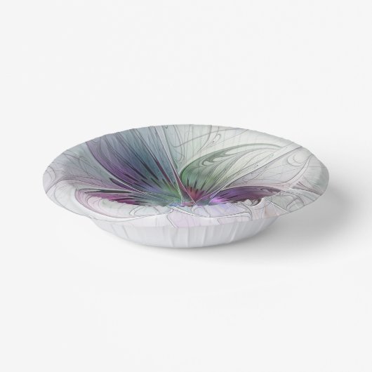 カラフル抽象芸術フラワーモダンフローラフラクタル ペーパーボウル (傾斜あり)
