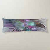 カラフル抽象芸術フラワーモダンフローラフラクタル ボディピロー (裏面)