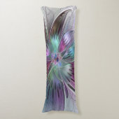 カラフル抽象芸術フラワーモダンフローラフラクタル ボディピロー (正面縦)