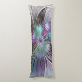 カラフル抽象芸術フラワーモダンフローラフラクタル ボディピロー (裏面 (縦))
