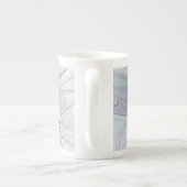 カラフル抽象芸術フラワーモダンフローラフラクタル ボーンチャイナマグカップ (裏面)