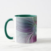 カラフル抽象芸術フラワーモダンフローラフラクタル マグカップ (左)