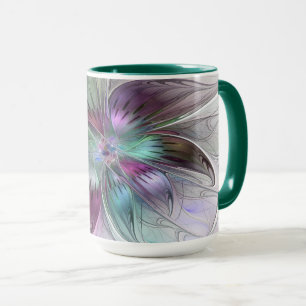 カラフル抽象芸術フラワーモダンフローラフラクタル マグカップ