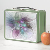 カラフル抽象芸術フラワーモダンフローラフラクタル メタルランチボックス (インサイチュ)