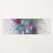 カラフル抽象芸術フラワーモダンフローラフラクタル ヨガマット (正面(横))