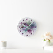 カラフル抽象芸術フラワーモダンフローラフラクタル ラウンド壁時計 (ホーム)