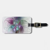 カラフル抽象芸術フラワーモダンフローラフラクタル ラゲッジタグ (正面横)