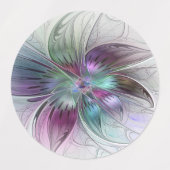 カラフル抽象芸術フラワーモダンフローラフラクタル ラベル (デザイン1)