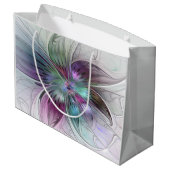 カラフル抽象芸術フラワーモダンフローラフラクタル ラージペーパーバッグ (裏面アングル)
