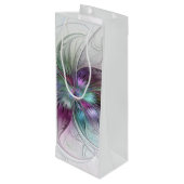 カラフル抽象芸術フラワーモダンフローラフラクタル ワインギフトバッグ (裏面アングル)