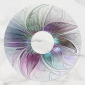 カラフル抽象芸術フラワーモダンフローラフラクタル ワイングラスタグ (裏面)