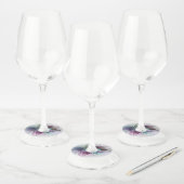 カラフル抽象芸術フラワーモダンフローラフラクタル ワイングラスタグ (セット)