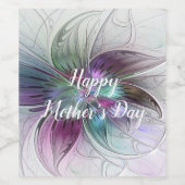 カラフル抽象芸術フラワーモダンフローラフラクタル ワインラベル (シングルラベル)