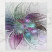 カラフル抽象芸術フラワーモダンフローラフラクタル ワインラベル (シングルラベル)